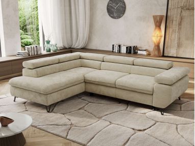 Narożnik PABLO L - strona lewa - beżowy, szenil gładki - Topper T25