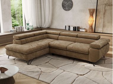 Narożnik PABLO L - strona lewa - brązowy, szenil gładki - Topper T25