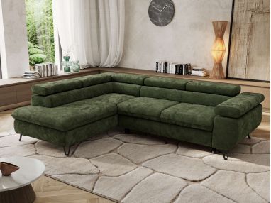 Narożnik PABLO L - strona lewa - ciemnozielony, szenil gładki - Topper T25