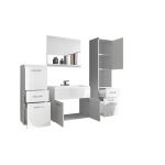 Meble łazienkowe wiszące - AMAIA w kolorze Wotan - Biały połysk