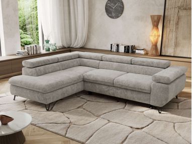 Narożnik PABLO L - strona lewa - jasnoszary, szenil grubo tkany - Topper T25