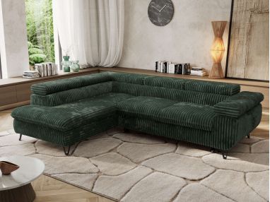 Narożnik PABLO L - strona lewa - ciemnozielony, sztruks - Topper T25