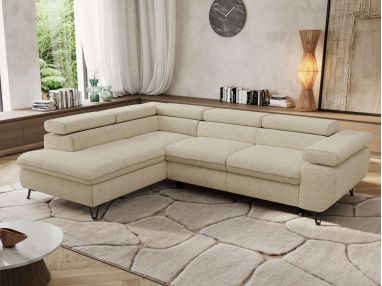 Narożnik PABLO L - strona lewa - kremowy, struktura - Topper T25