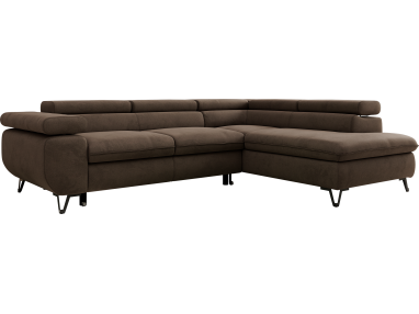 Narożnik PABLO L - strona prawa - brązowy, welwet - Topper T25