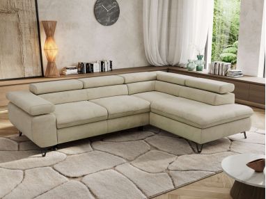 Narożnik PABLO L - strona prawa - beżowy, welwet - Topper T25