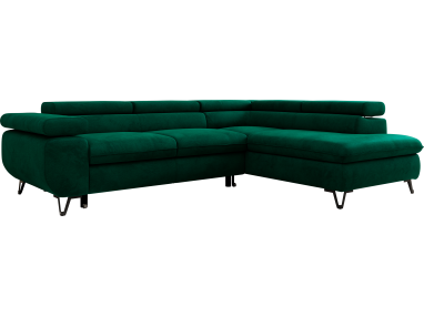 Narożnik PABLO L - strona prawa - ciemnozielony, welwet - Topper T25