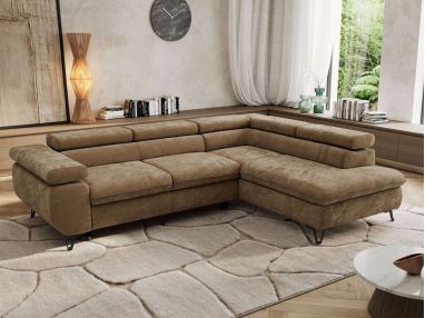 Narożnik PABLO L - strona prawa - brązowy, szenil gładki - Topper T25