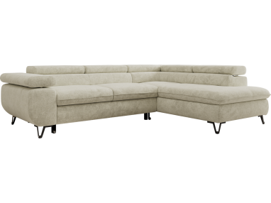 Narożnik PABLO L - strona prawa - kremowy, szenil grubo tkany - Topper T25