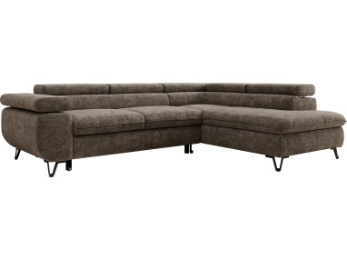 Narożnik PABLO L - strona prawa - brązowy, szenil grubo tkany - Topper T25