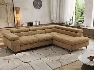 Narożnik PABLO L - strona prawa - jasnobrązowy, szenil grubo tkany - Topper T25