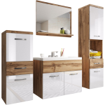 Meble łazienkowe wiszące - AMAIA w kolorze Wotan - Biały połysk