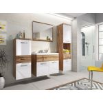 Meble łazienkowe wiszące - AMAIA w kolorze Wotan - Biały połysk