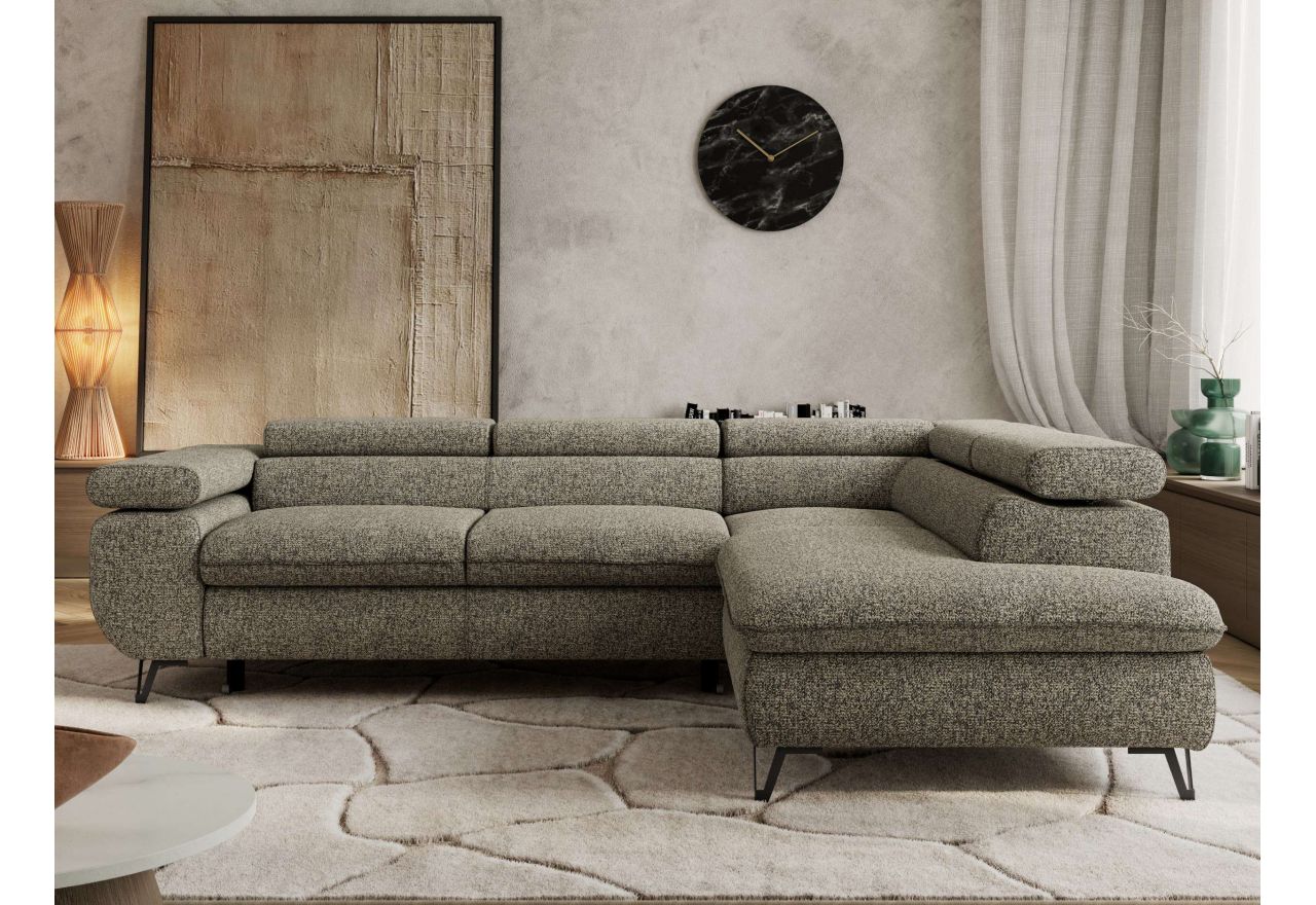 Narożnik PABLO L - strona prawa - szary, struktura - Topper T25