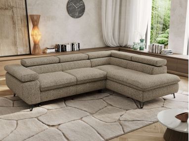 Narożnik PABLO L - strona prawa - ciemnobeżowy, struktura - Topper T25