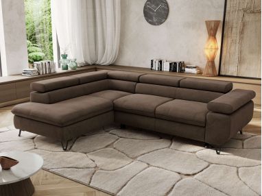 Narożnik PABLO L - strona lewa - brązowy, welwet - Topper Visco