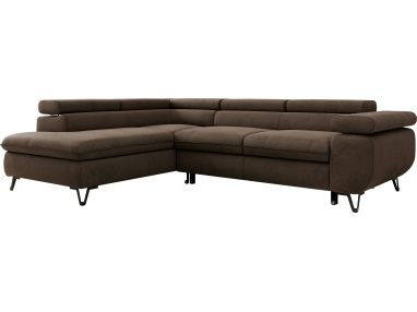 Narożnik PABLO L - strona lewa - brązowy, welwet - Topper Visco