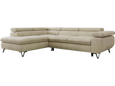 Narożnik PABLO L - strona lewa - beżowy, welwet - Topper Visco