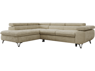 Narożnik PABLO L - strona lewa - beżowy, szenil gładki - Topper Visco