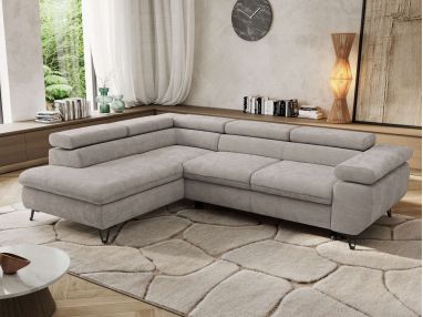 Narożnik PABLO L - strona lewa - jasnoszary, szenil gładki - Topper Visco