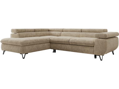 Narożnik PABLO L - strona lewa - beżowy, szenil grubo tkany - Topper Visco