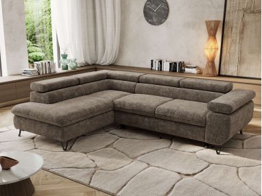 Narożnik PABLO L - strona lewa - brązowy, szenil grubo tkany - Topper Visco