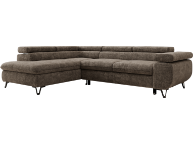 Narożnik PABLO L - strona lewa - brązowy, szenil grubo tkany - Topper Visco