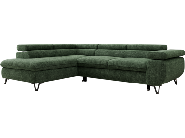 Narożnik PABLO L - strona lewa - ciemnozielony, szenil grubo tkany - Topper Visco
