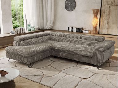 Narożnik PABLO L - strona lewa - jasnobrązowy, sztruks - Topper Visco