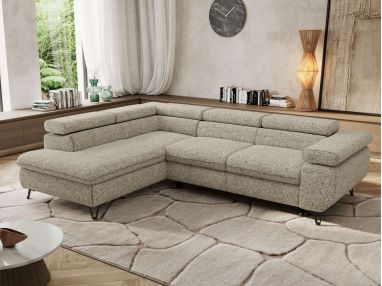 Narożnik PABLO L - strona lewa - beżowy, struktura - Topper Visco