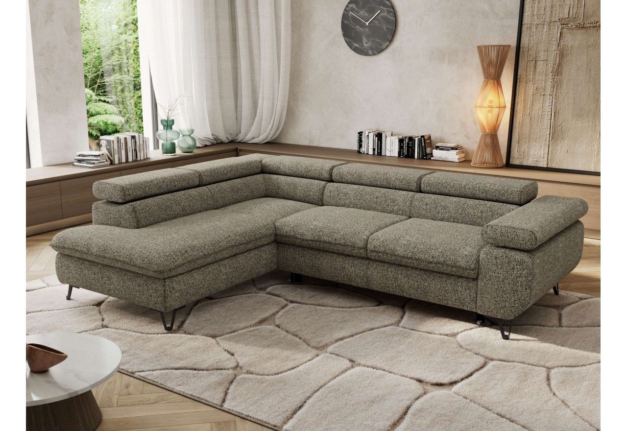 Narożnik PABLO L - strona lewa - szary, struktura - Topper Visco