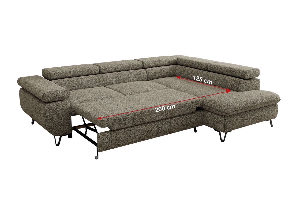 Narożnik PABLO L - strona lewa - szary, struktura - Topper Visco