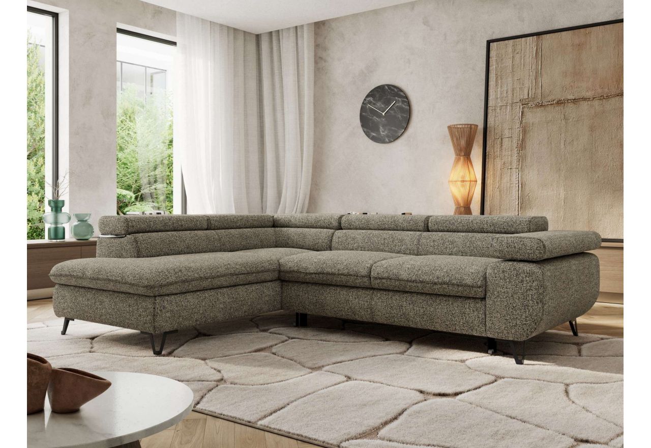 Narożnik PABLO L - strona lewa - szary, struktura - Topper Visco