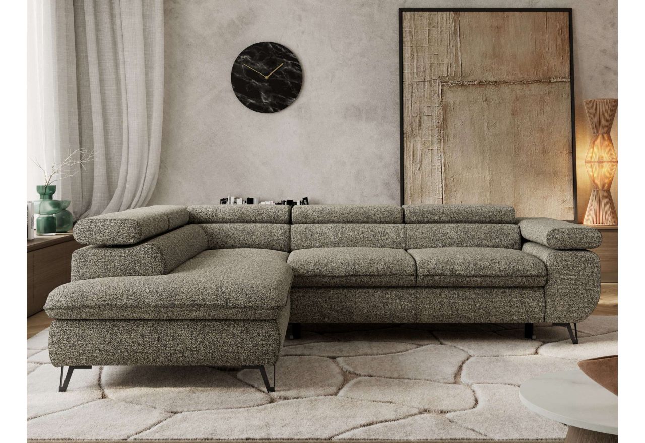 Narożnik PABLO L - strona lewa - szary, struktura - Topper Visco