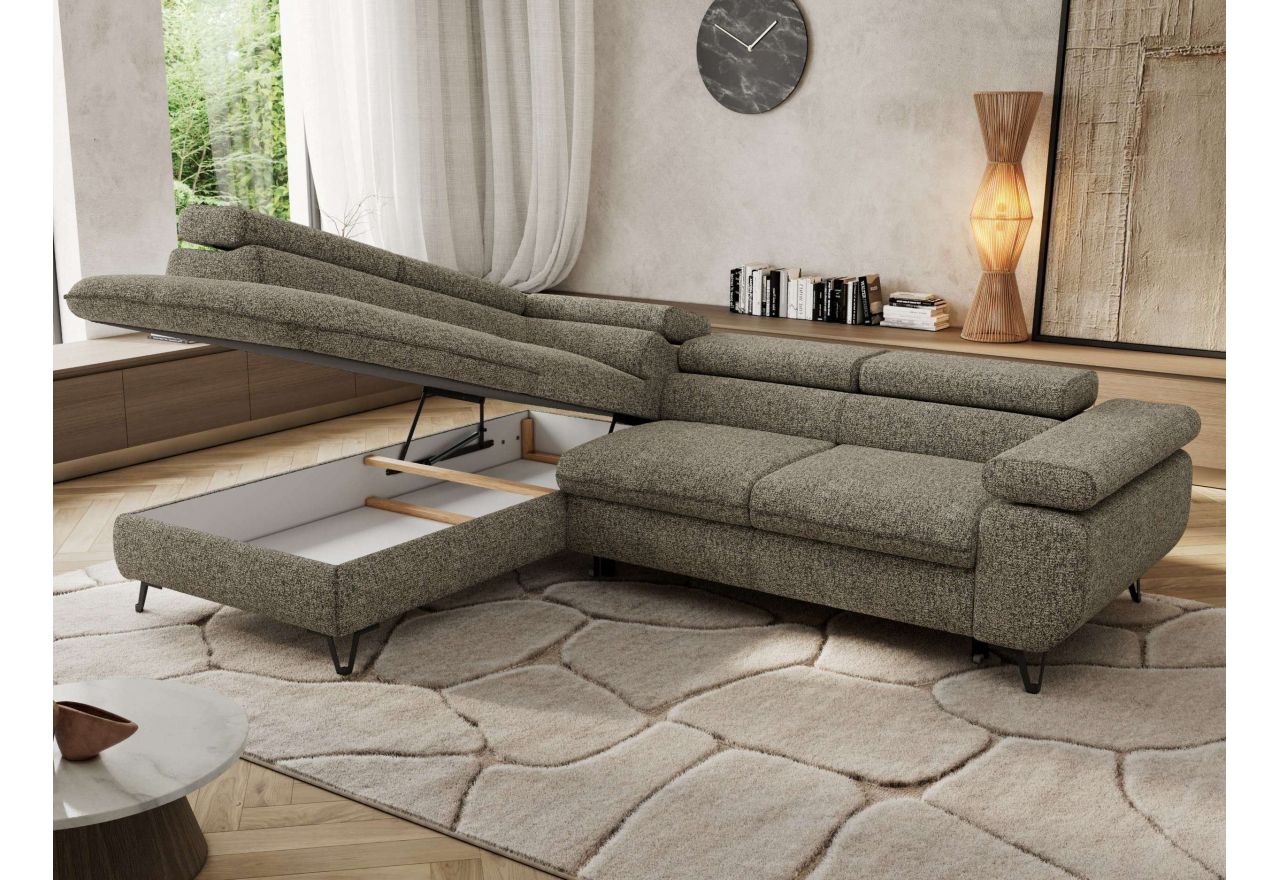 Narożnik PABLO L - strona lewa - szary, struktura - Topper Visco