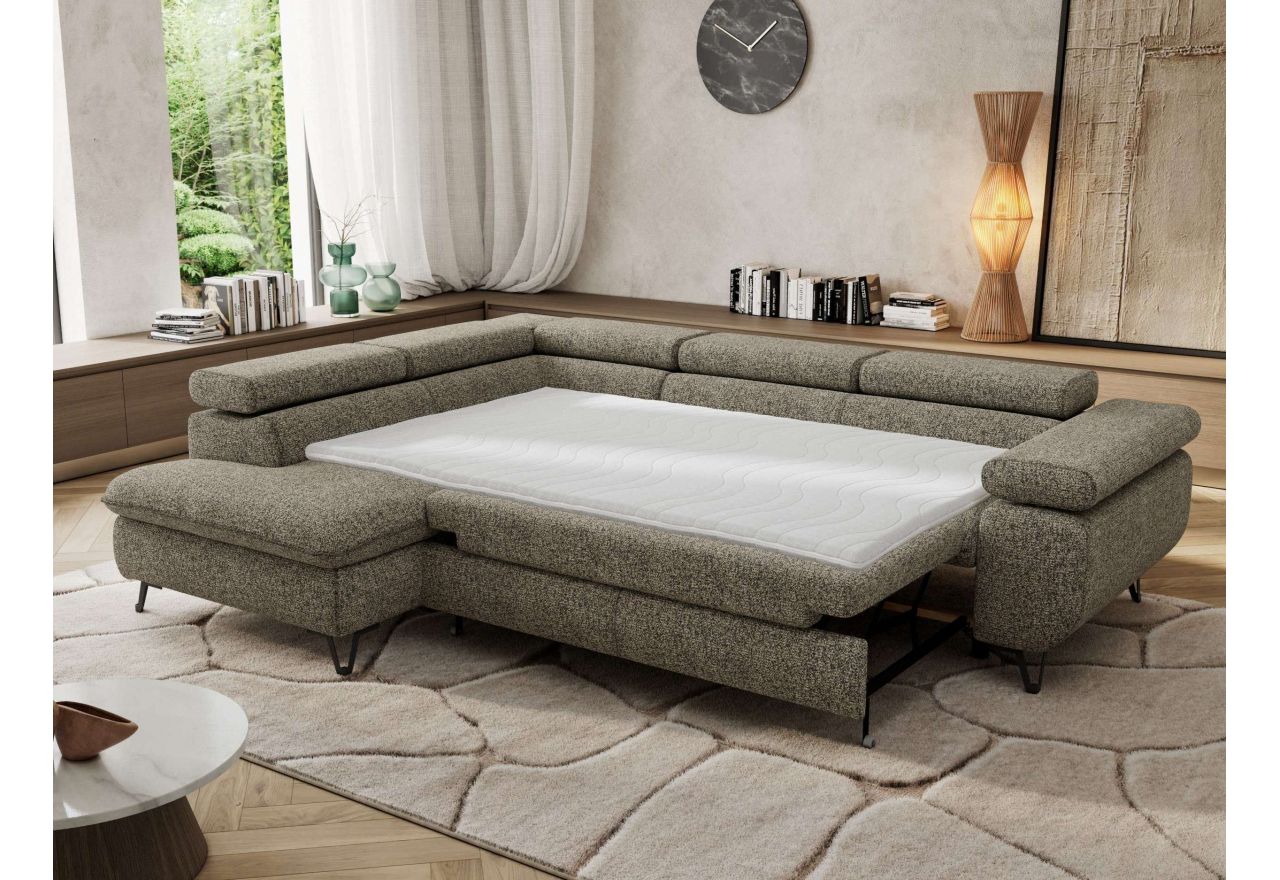 Narożnik PABLO L - strona lewa - szary, struktura - Topper Visco