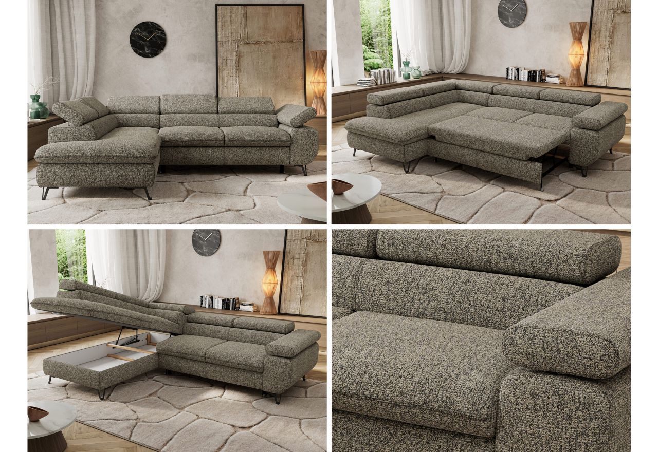 Narożnik PABLO L - strona lewa - szary, struktura - Topper Visco