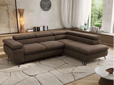 Narożnik PABLO L - strona prawa - brązowy, welwet - Topper Visco