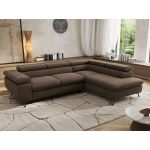 Narożnik PABLO L - strona prawa - brązowy, welwet - Topper Visco