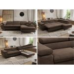 Narożnik PABLO L - strona prawa - brązowy, welwet - Topper Visco