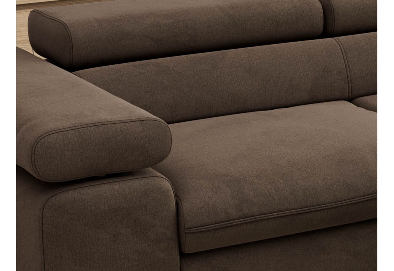 Narożnik PABLO L - strona prawa - brązowy, welwet - Topper Visco