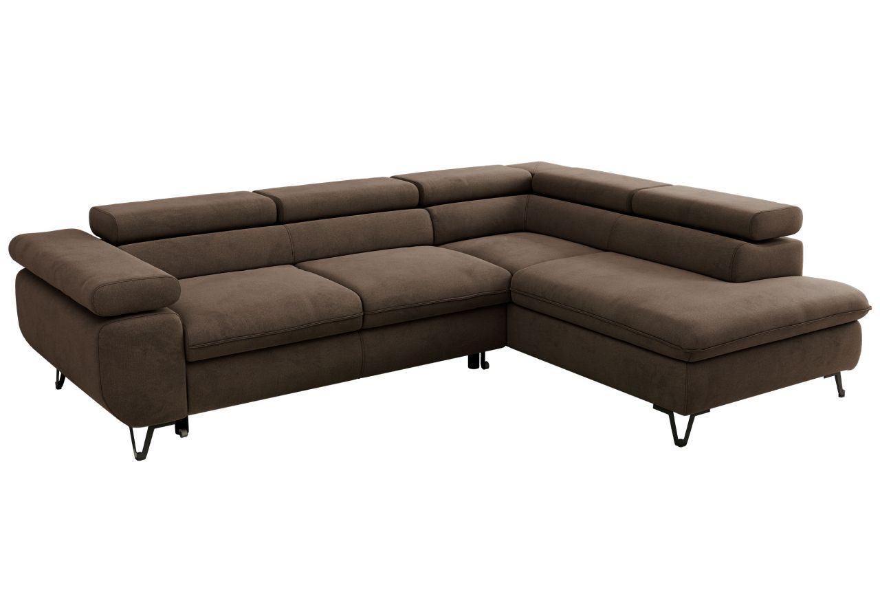 Narożnik PABLO L - strona prawa - brązowy, welwet - Topper Visco