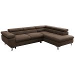 Narożnik PABLO L - strona prawa - brązowy, welwet - Topper Visco