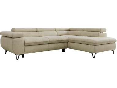 Narożnik PABLO L - strona prawa - beżowy, welwet - Topper Visco