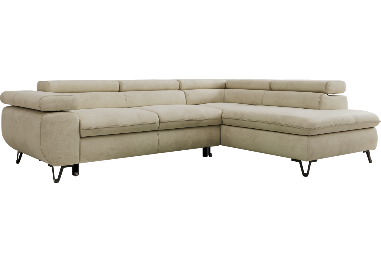 Narożnik PABLO L - strona prawa - beżowy, welwet - Topper Visco