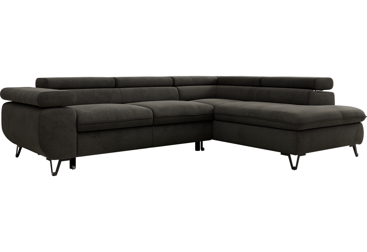 Narożnik PABLO L - strona prawa - ciemnoszary, welwet - Topper Visco