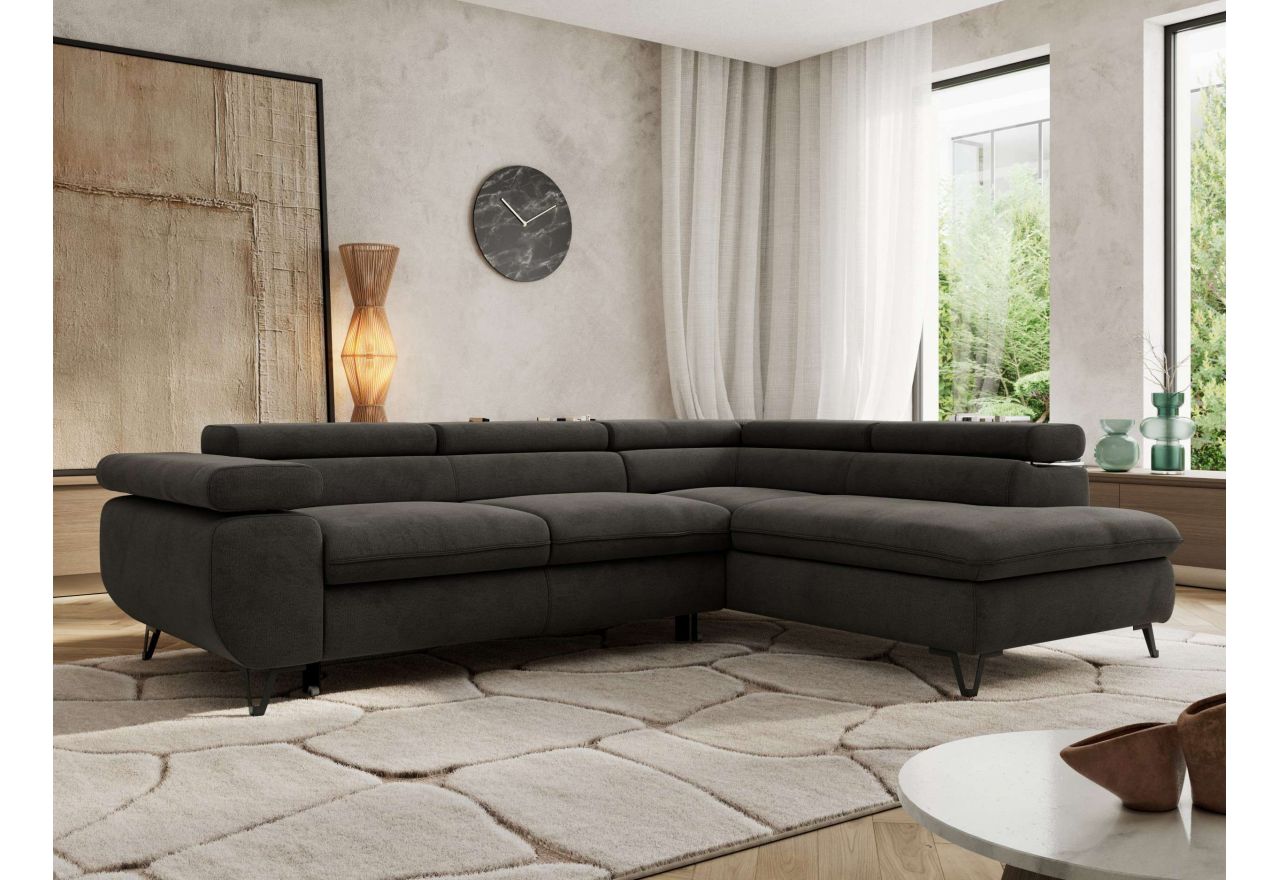 Narożnik PABLO L - strona prawa - ciemnoszary, welwet - Topper Visco