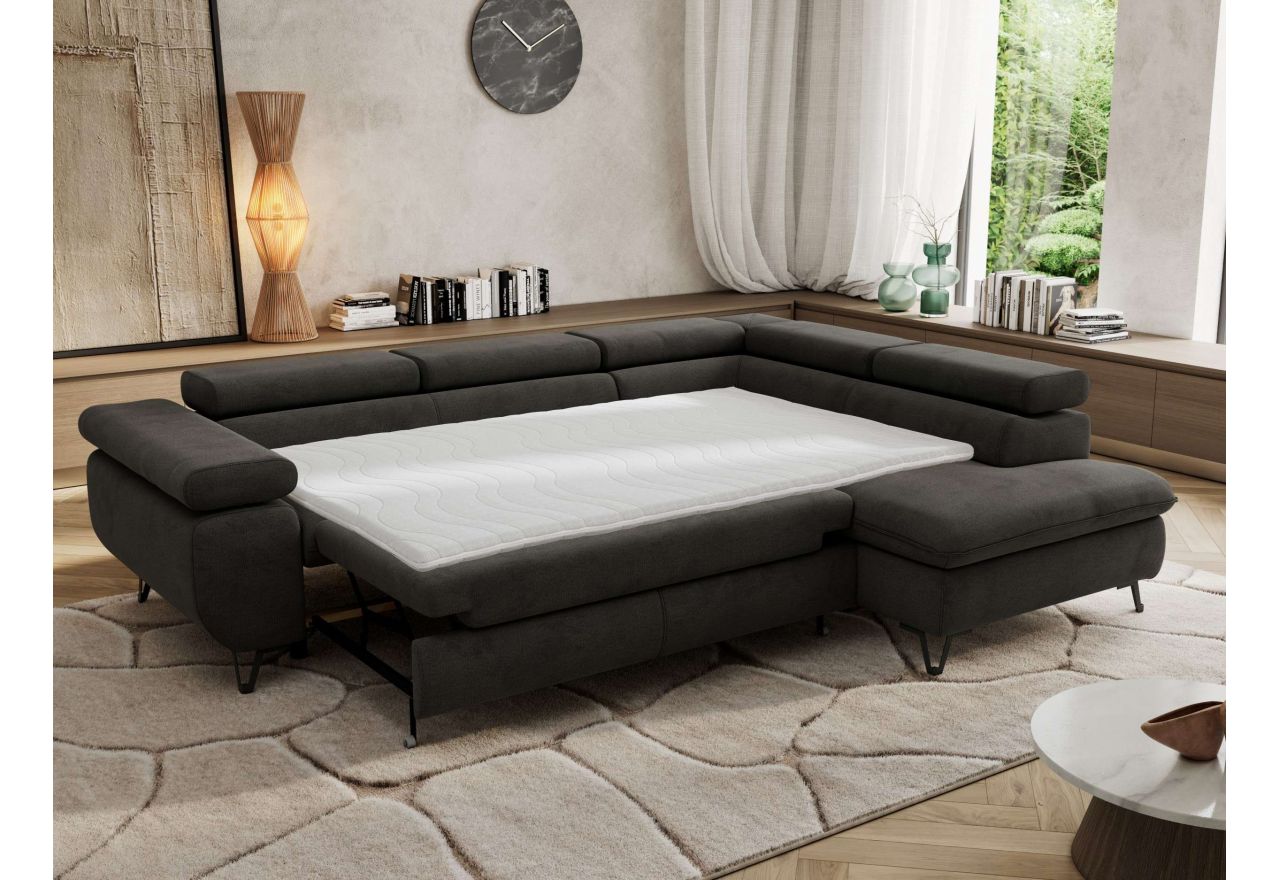 Narożnik PABLO L - strona prawa - ciemnoszary, welwet - Topper Visco