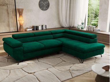 Narożnik PABLO L - strona prawa - ciemnozielony, welwet - Topper Visco