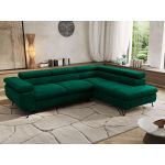 Narożnik PABLO L - strona prawa - ciemnozielony, welwet - Topper Visco