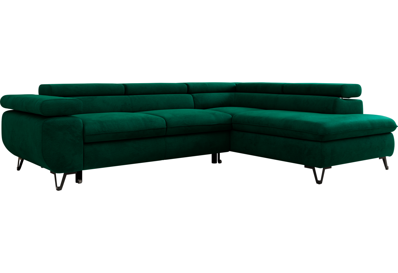 Narożnik PABLO L - strona prawa - ciemnozielony, welwet - Topper Visco